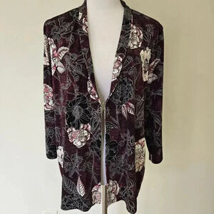 Chico's Easywear Floral Print Cardigan Semi-open Chico's Sz 2 (Med) Travel wear